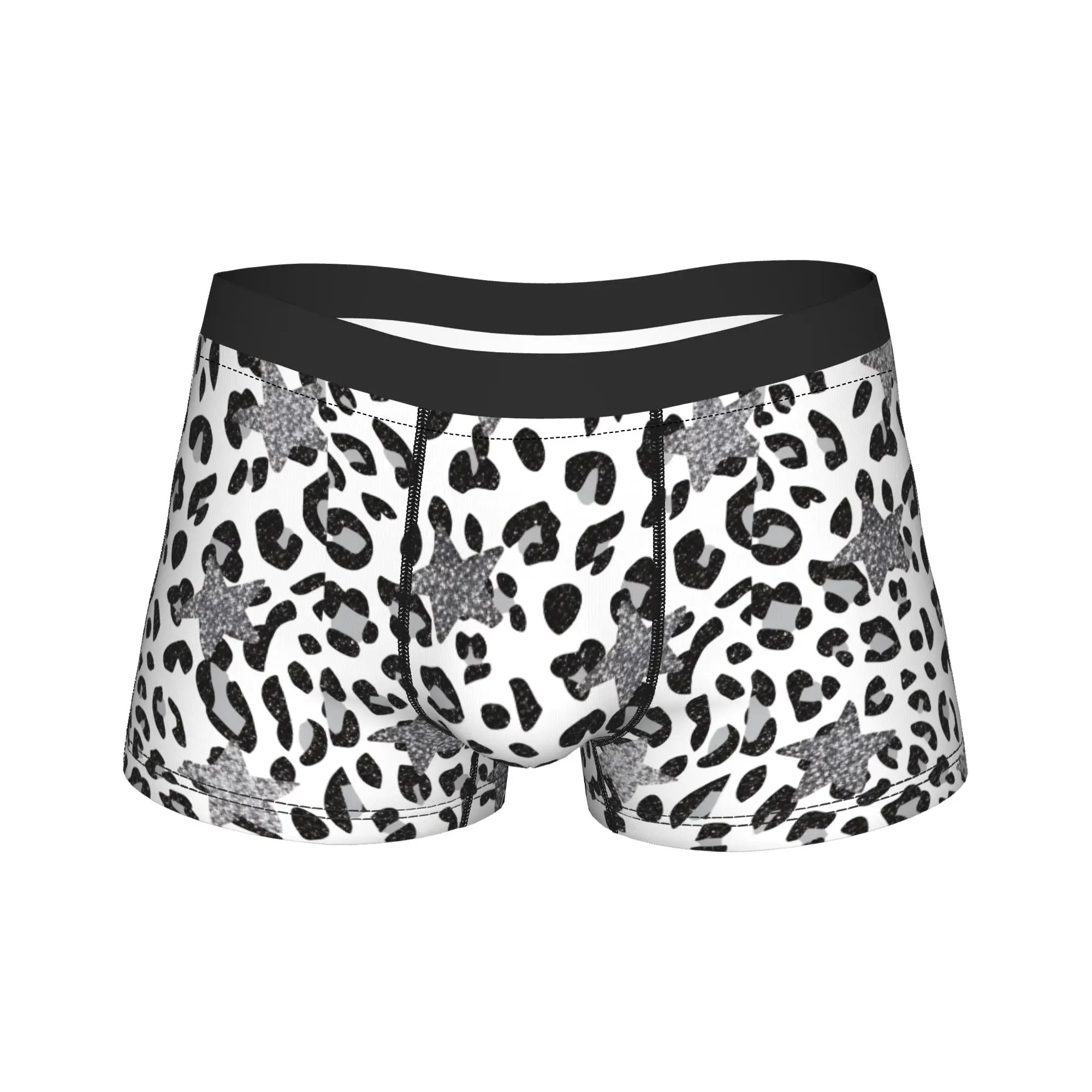 Leopard Print Star Pattern Boxer Shorts  3D Pouch Underwear High Quality Design Shorts Briefs Sexy Soft Men Underpants Big Size