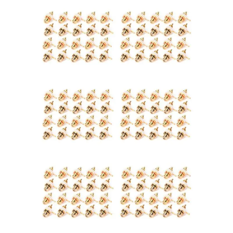 

120Pcs Gold Plated RCA Terminal Jack Plug Female Socket Chassis Panel Connector For Amplifier Speaker-A68E