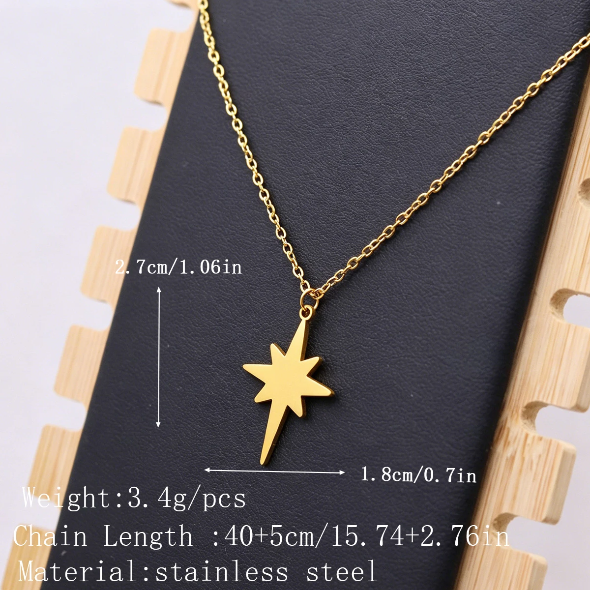 Kinitial Stainless Steel Necklaces Eight-pointed Star Clavicle Pendant Chain Fashion Necklace For Women Jewelry Party Gifts