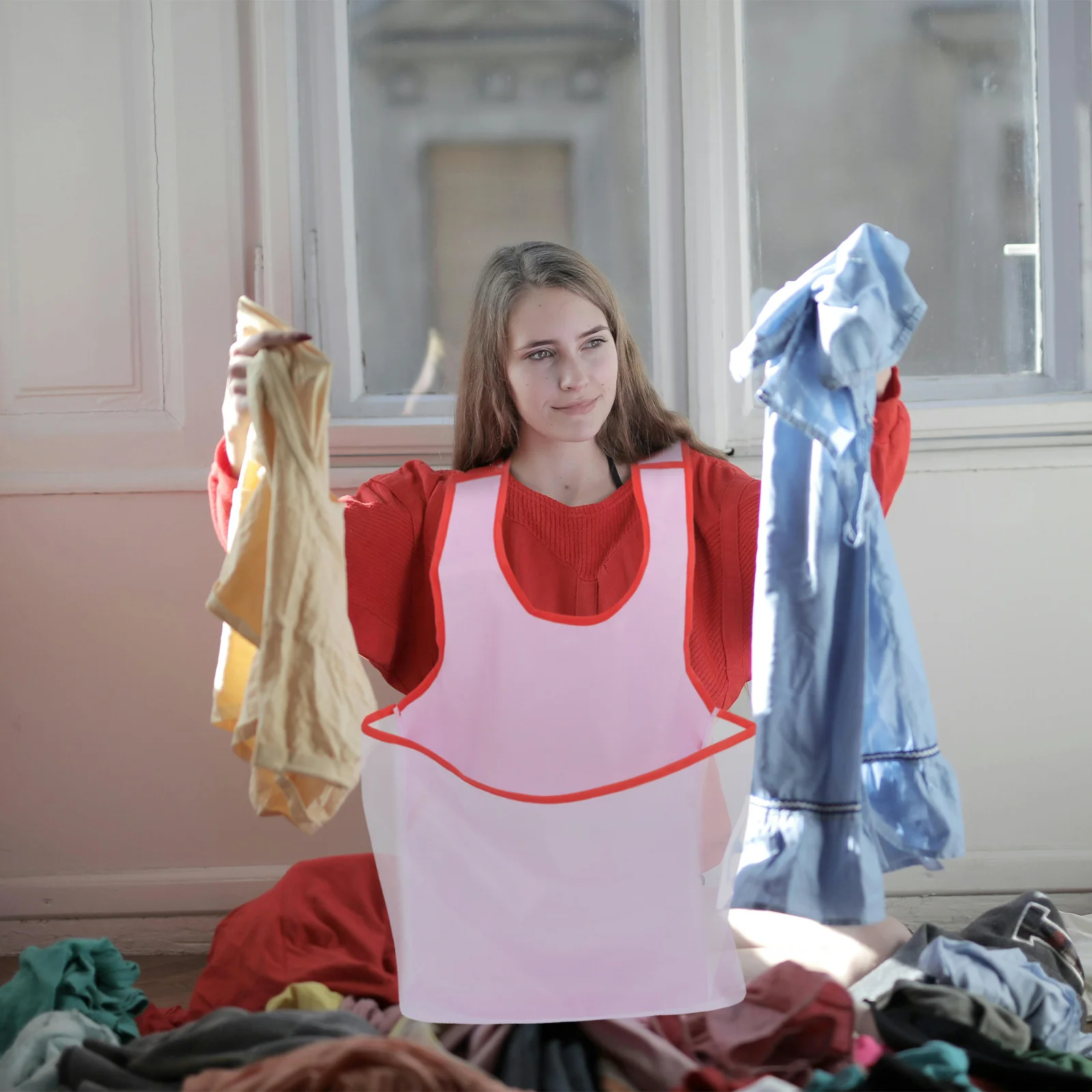 

Laundry Apron Sleeveless Waterproof Oxford Cloth Drying Pocket Hanging Clothes Drying Apron Household Laundry Aprons