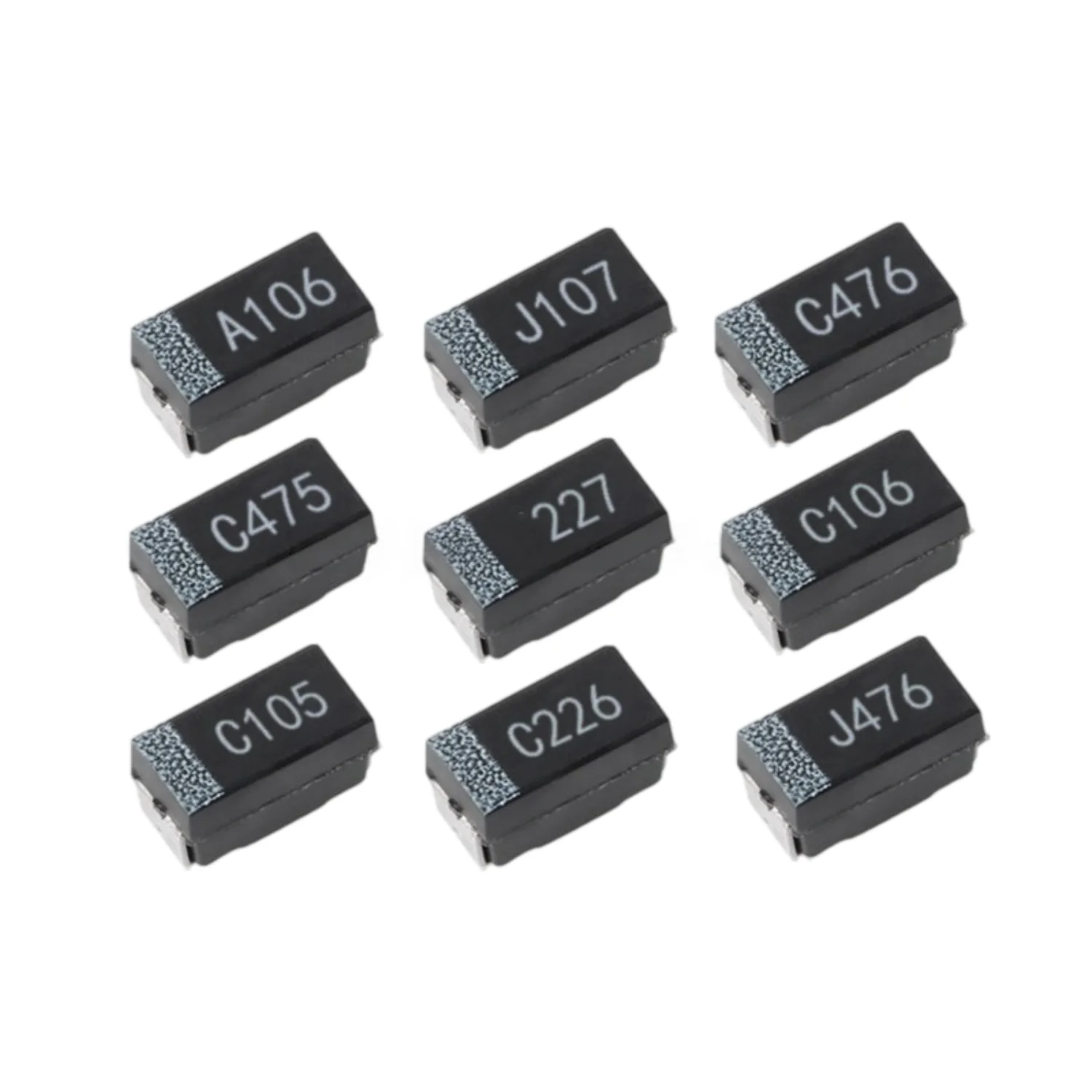 20PCS Black Tantalum Capacitor Type A 3216/Type B 3528 2.2/3.3/4.7/10/47/100/220UF 6.3/10/16V/25V