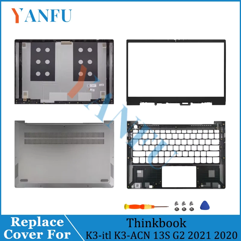 

New Laptop Case LCD Back Cover/Front Bezel/Palmrest /Bottom Case Silver Gray For Thinkbook K3-itl K3-ACN 13S G2 2021 2020