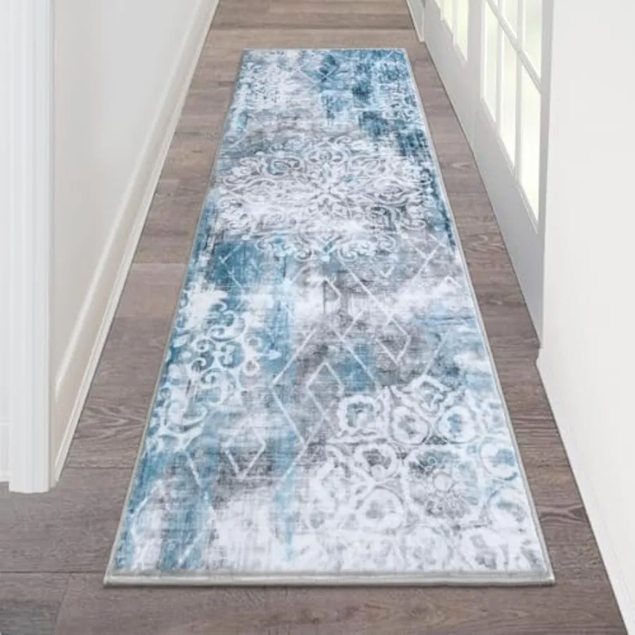 

HEBE Hallway Runner Rug 2'x6' Washable Vintage Distressed Area Rugs Non Slip Laundry Rug Runner Boho Floor Carpet Runners for H