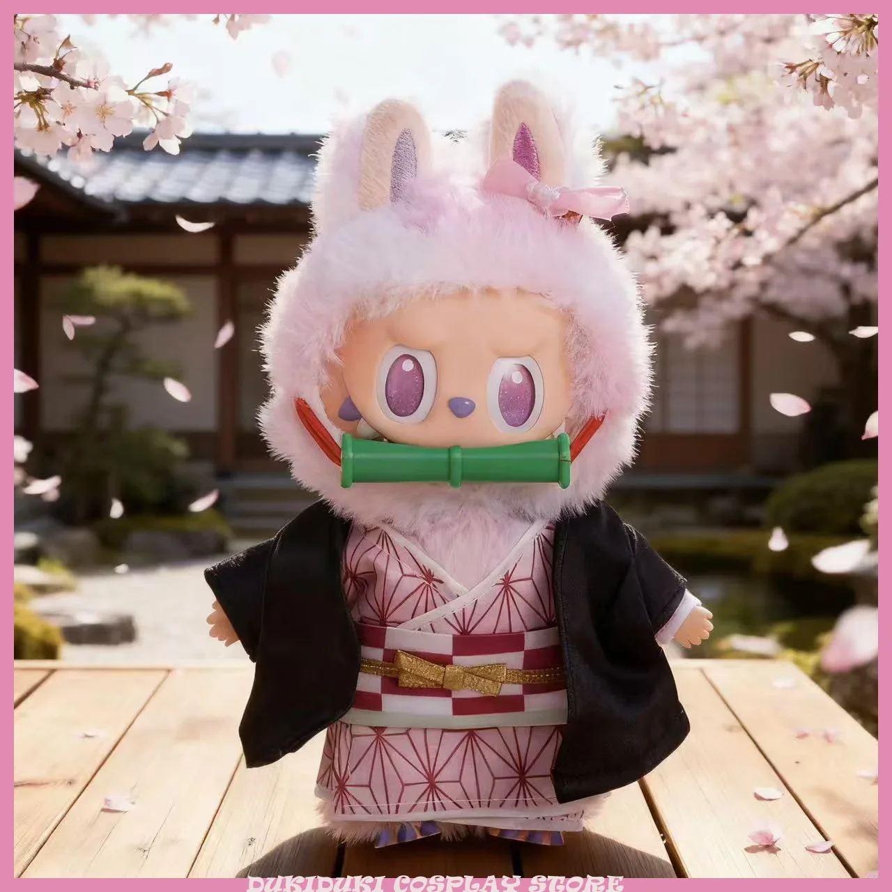 

Demon Slayer Kamado Nezuko Cos Costume for Labubu Doll Anime Nezuko Outfit Japanese Kimono Clothing Mini Plush Doll Accessories