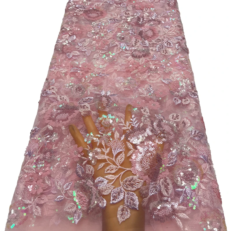 Роскошная французская кружевная сетчатая ткань, модная африканская кружевная ткань с вышивкой бисером и разноцветным узором, вышивка блестками