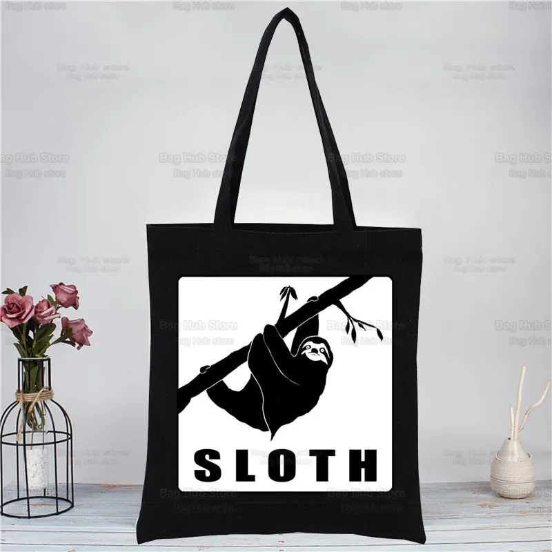 Kawaii Sloth Sorry I Can't I'm Very Busy Shopping Bags Canvas Tote Bag Shoulder Bags Eco Friendly Reusable Cute School Tote Bag