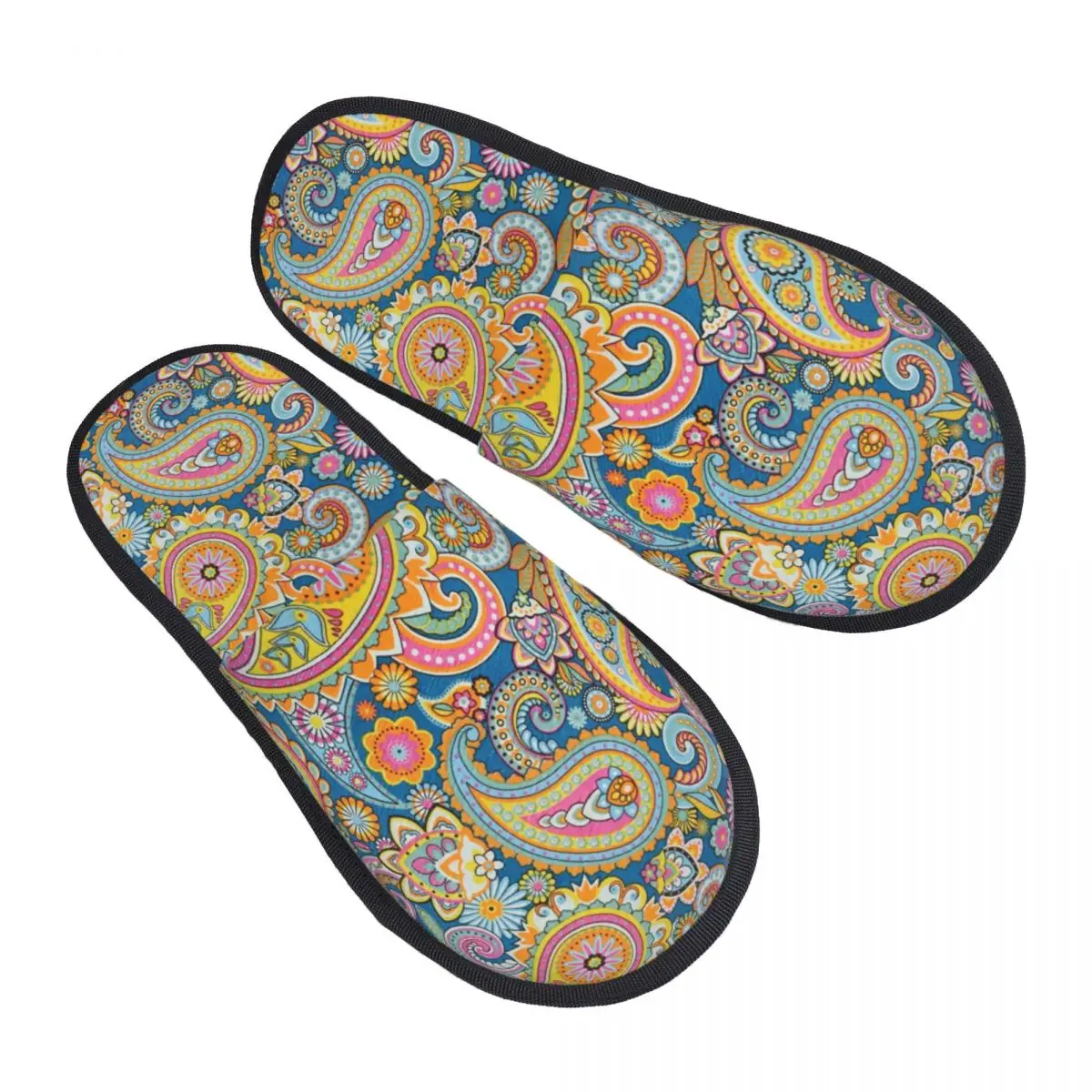 Custom Paisley Art Bandana Soft Memory Foam House Slippers Women Cozy Warm Anti-skid Sole Slipper