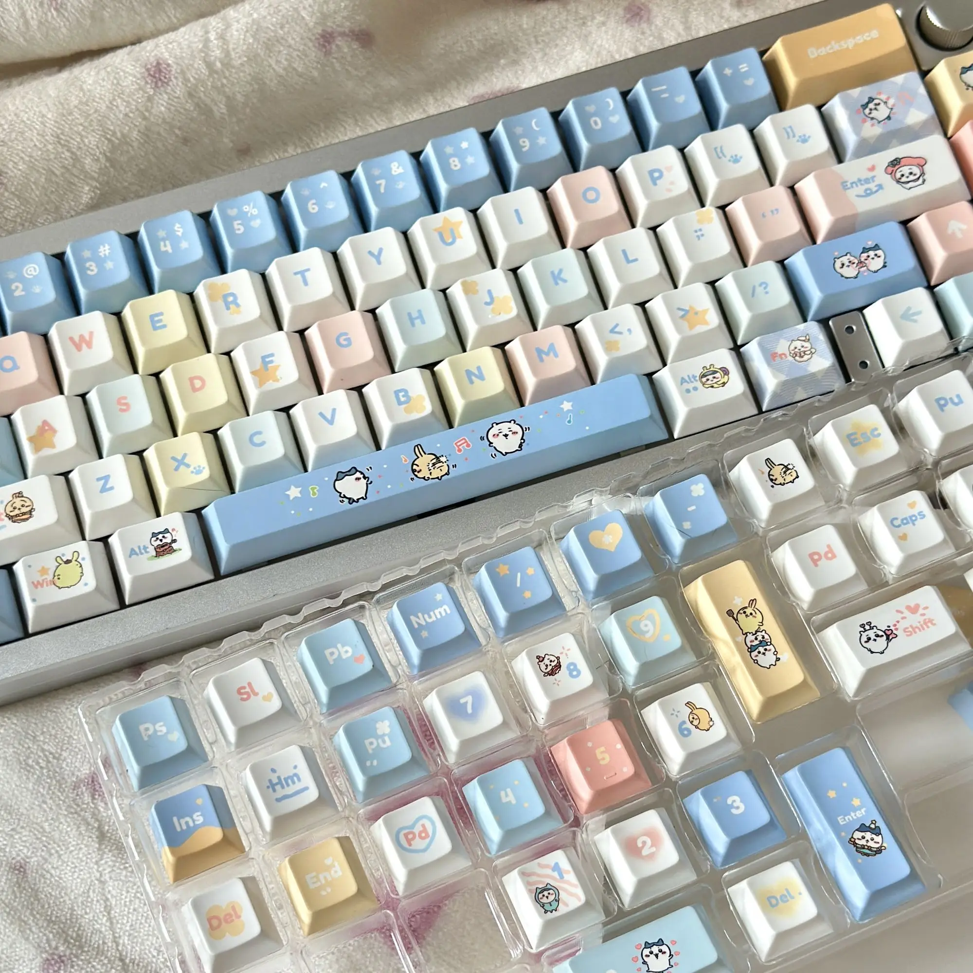 Anime Super Cute Cute Chiikawa  Hachiware Usagi Keycaps PBT Five Sides Sublimation Full Set Lovely Kawaii Exquisite Gift Cartoon