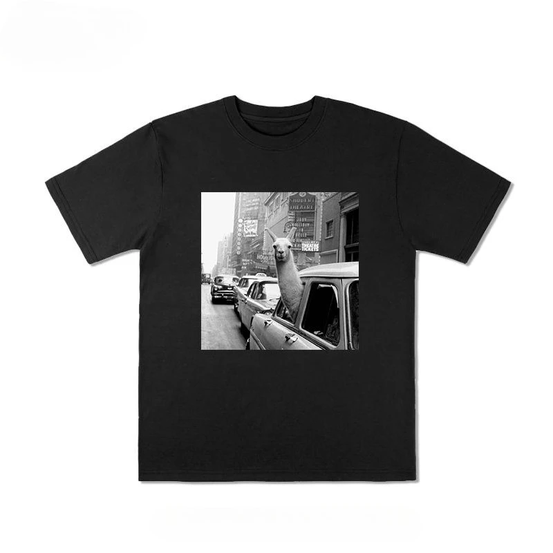 

Европейская и американская модная брендовая футболка с принтом BF Alpaca для пар, свободная универсальная базовая футболка с короткими рукавами