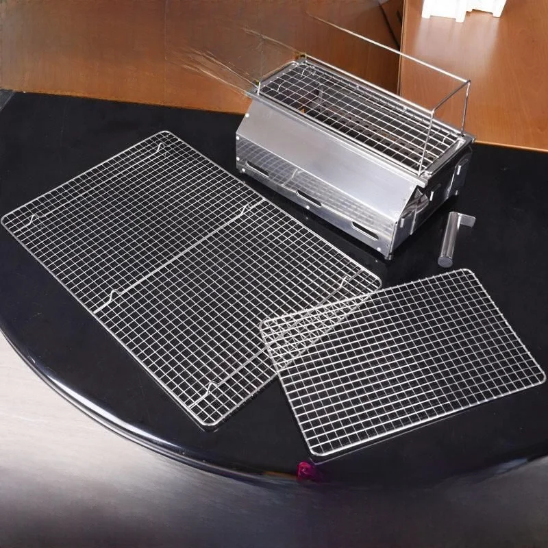 

Rectangular 304 Stainl Steel BBQ ill Net with Legs Commercial And Household Use Baking Ra Drng Net Cooking Tools