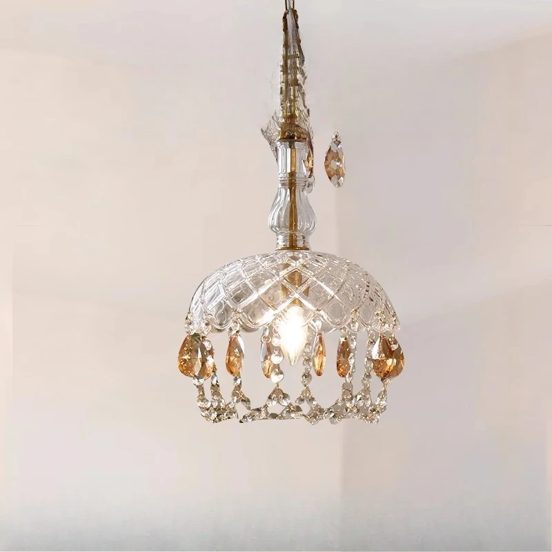 

Italian bedroom bedside chandelier, designer bay window balcony aisle entrance bedside crystal lamp