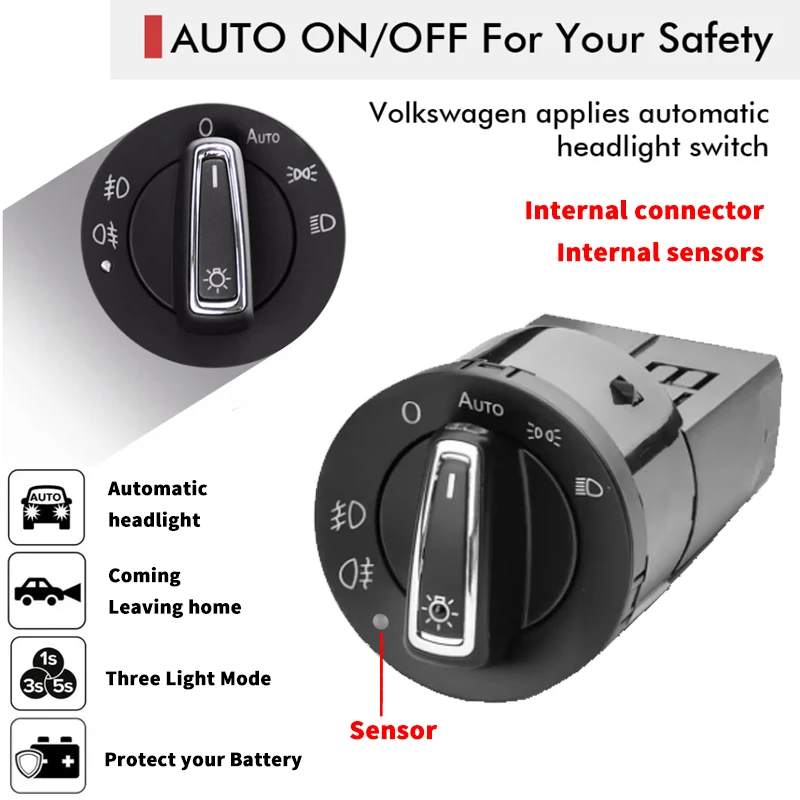 

Auto Headlight Lamp Control Switch Light Sensor Module Fit for VW Golf MK4 for Passat B5 Polo