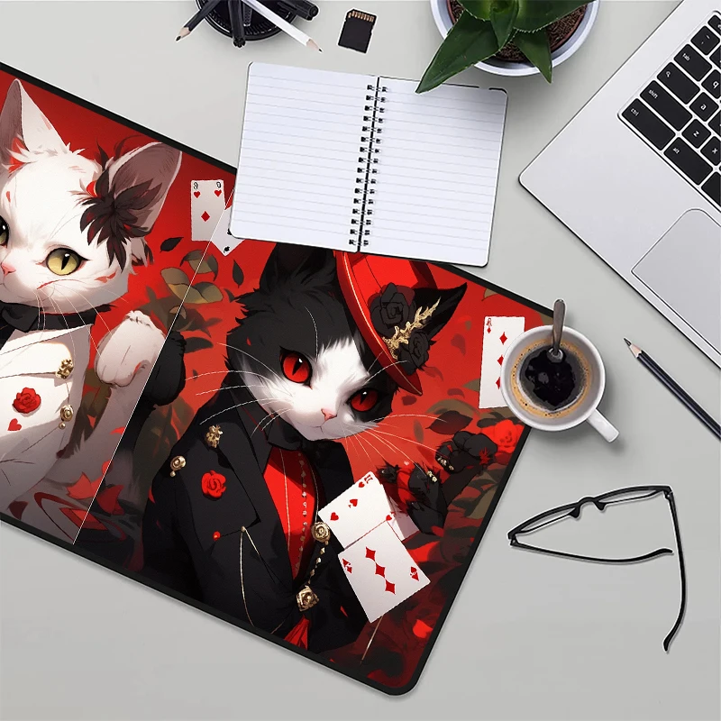 Mouse Pad Poker Black Cat Mousepad Xxl Flower Desk Mat Deskmat Playmat Pc Gamer Accessories Computer and Office Gaming Mats Pads