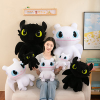 Kawaii Night Evil Toothless Paring Pose Black Dragon White Dragon Anime Plush Toy Doll Claw Machine Doll Children's BirthdayGift