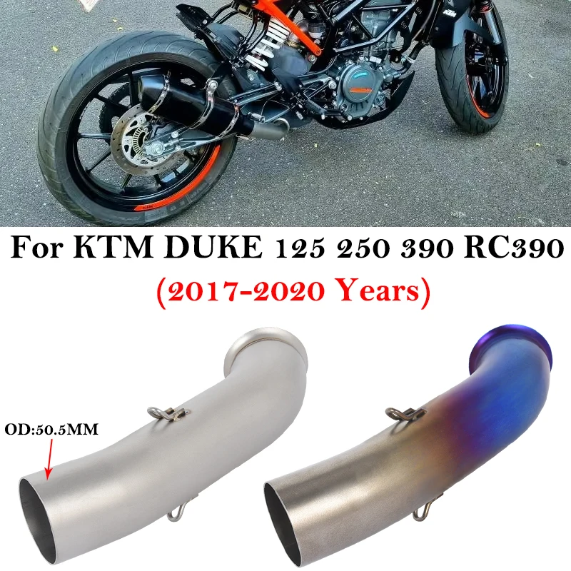 

Выхлопная труба среднего звена мотоцикла Escape Slip On для DUKE 125 250 390 RC 390 RC390 KTM390 2017-2020 51 мм соединительный глушитель
