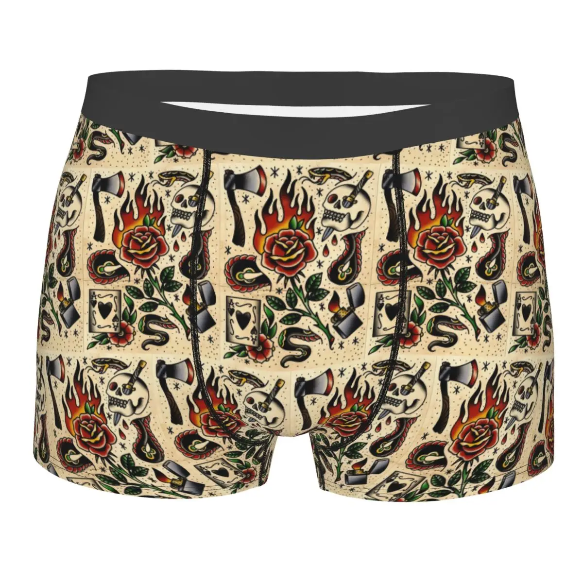 Boxer Underpants Shorts American Traditional Flash Pattern Tattoo Panties Men's Breathable Underwear Homme Man Boyfriend Gifts