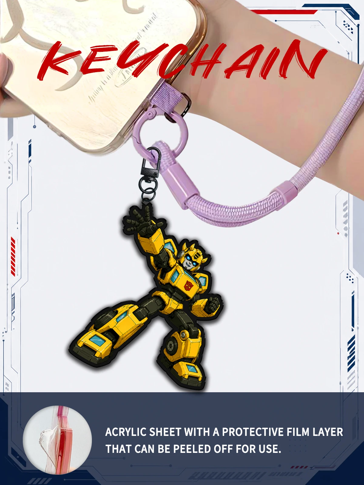 Cute TFA Acrylic Keychains | O-Prime Bumblebee Megatron Starscream | Kawaii Robot Bag Charm Gift - view 3