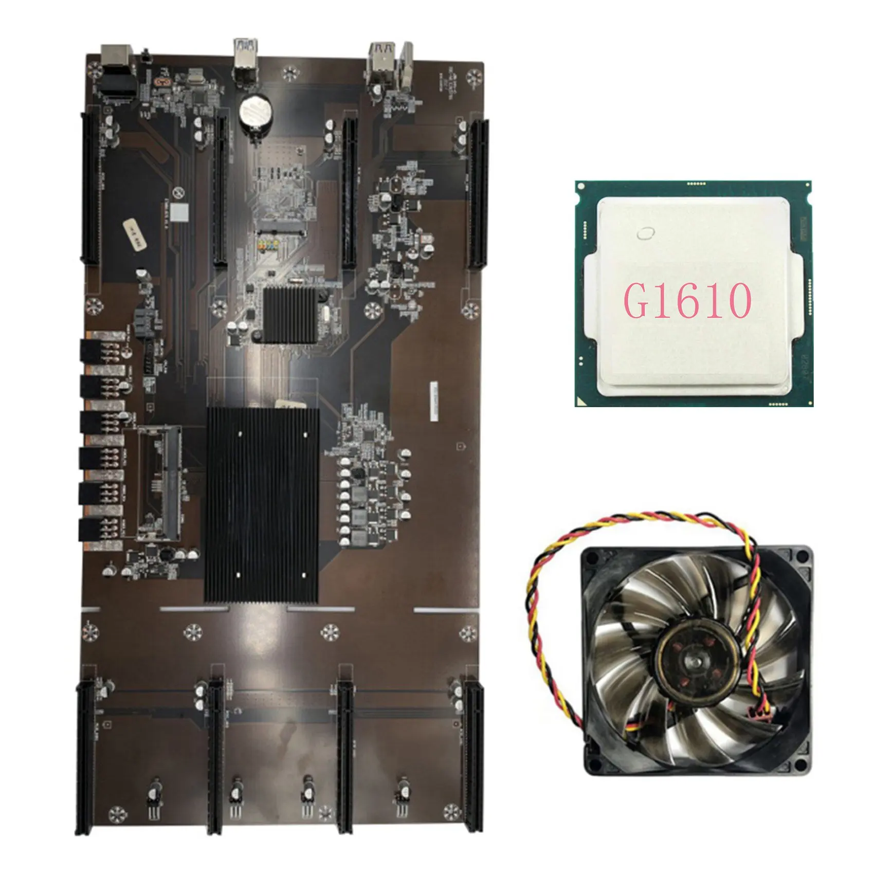 Carte mère minière ETH80 B75 BTC, processeur G1610, ventilateur de refroidissement CPU, 8XPCIE 16X LIncome 1155, prise en charge 1660, 2070, 3090