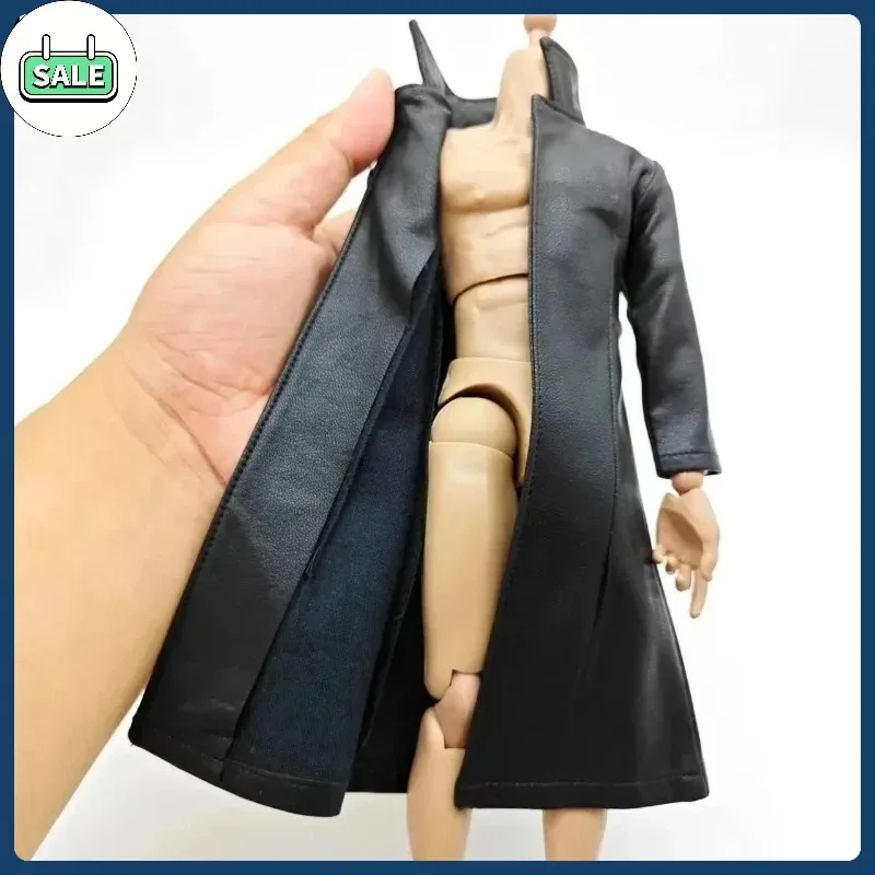 สีดํา 1/6 Scale ชาย Pu หนังยาวบาง Windbreaker นุ่มรุ่น Fit สําหรับ 12in แคบ Action Figure ตุ๊กตา Mini