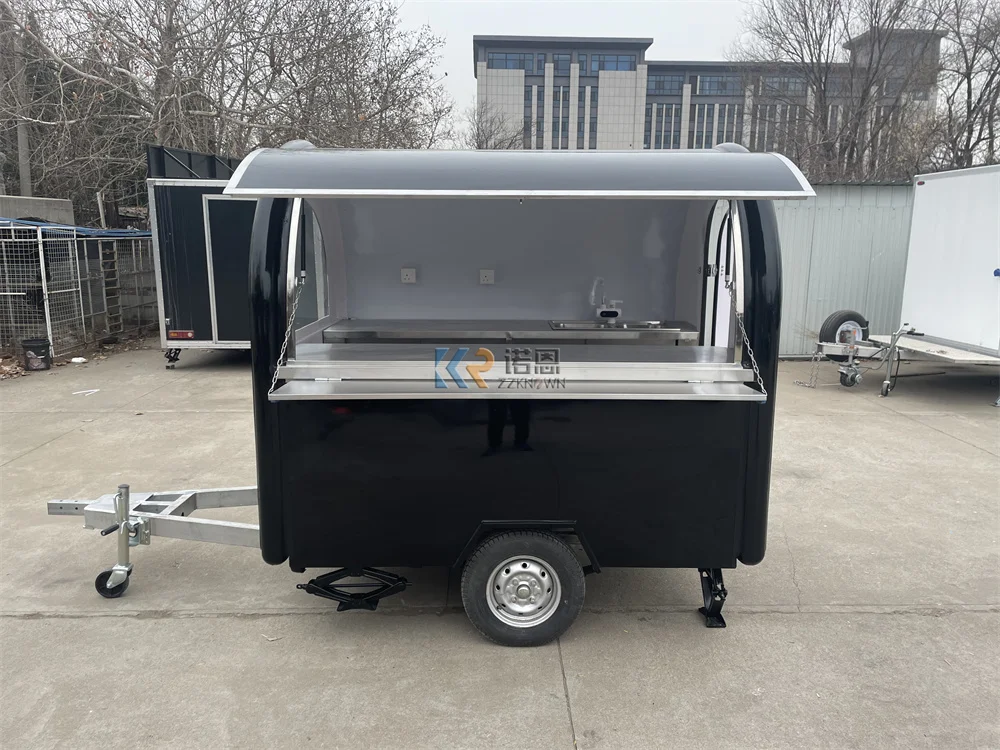 รถพ่วงอาหารกาแฟที่กําหนดเองอุปกรณ์จัดเลี้ยงอย่างเต็มที่รถเข็นขนมขบเคี้ยวไอศกรีม Kiosk ห้องครัวมือถือสัมปทานรถบรรทุกอาหารจานด่วน