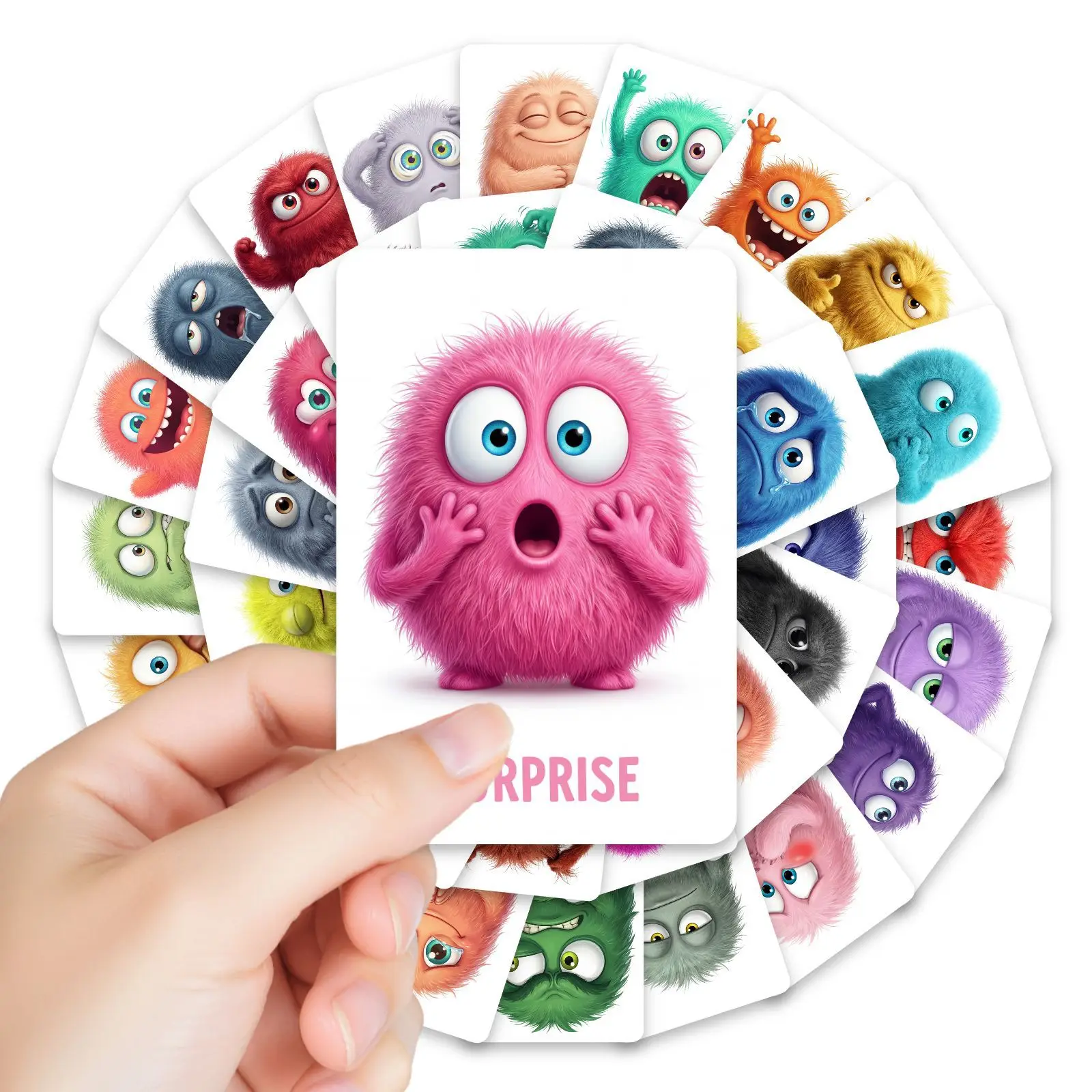 36-teiliges Monster-Emotionskarten-Set, Sozial-Emotionales Lernmaterial, Plüsch-Monster-Gefühlskarten für Kleinkinder, Vorschulbildung – Detail 2