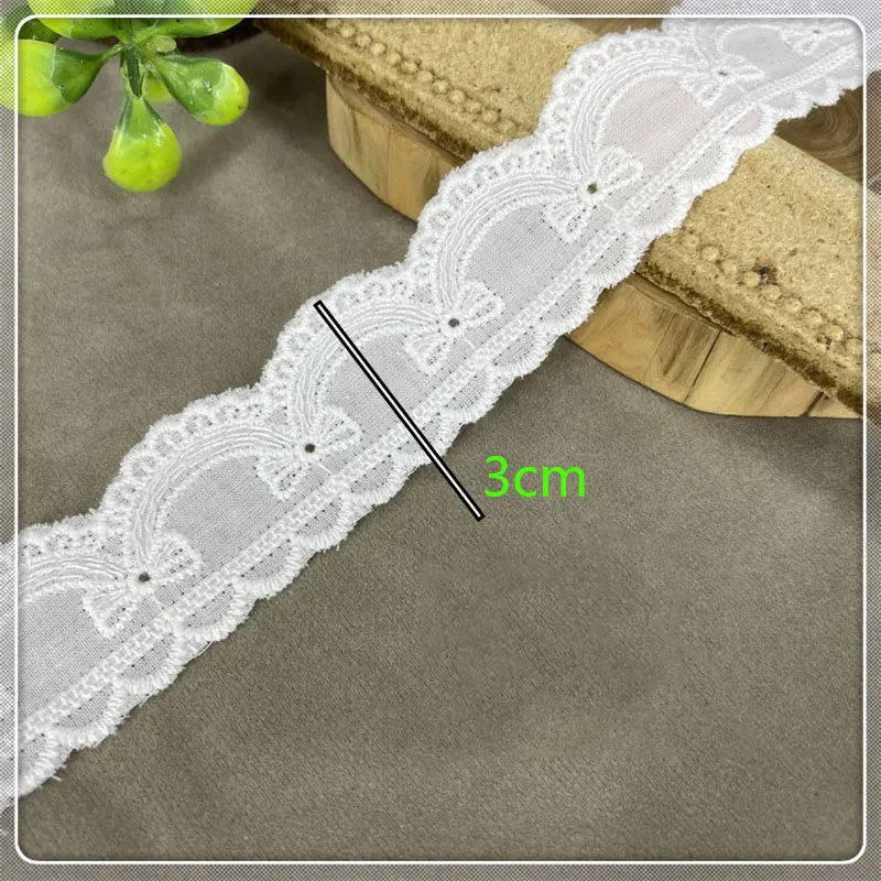 1 yards Colored Cotton Flower Hollowed Out Lace Fabric 3cm Clothing Materials Decor DIY Frame Lace Accessories dentelle