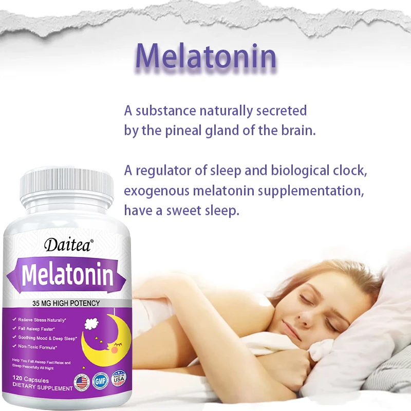 Melatonin 20mg Capsules - Natural Sleep Aid, Fall Asleep Faster & Longer, Jet Lag Relief, Regulate Immune System, Non-GMO Vegan