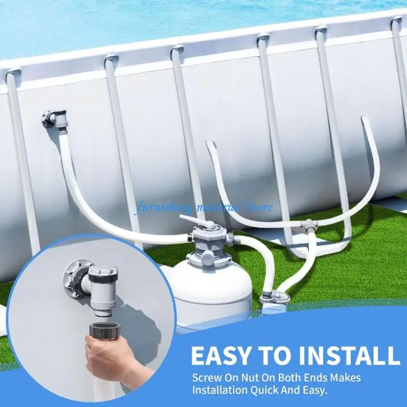 Y5GD 2Pcs Strong Plastic Pool Hose Quick Design Over Ground Pool Hose Simple Installation Suitable for Above Ground