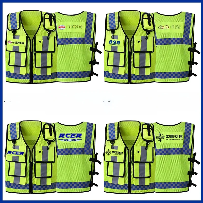 Reflective Safety Vest Multi-Pocket Workwear for Riding And Traffic Control Warning Youth Fashion Standard Fit Polyester Vest