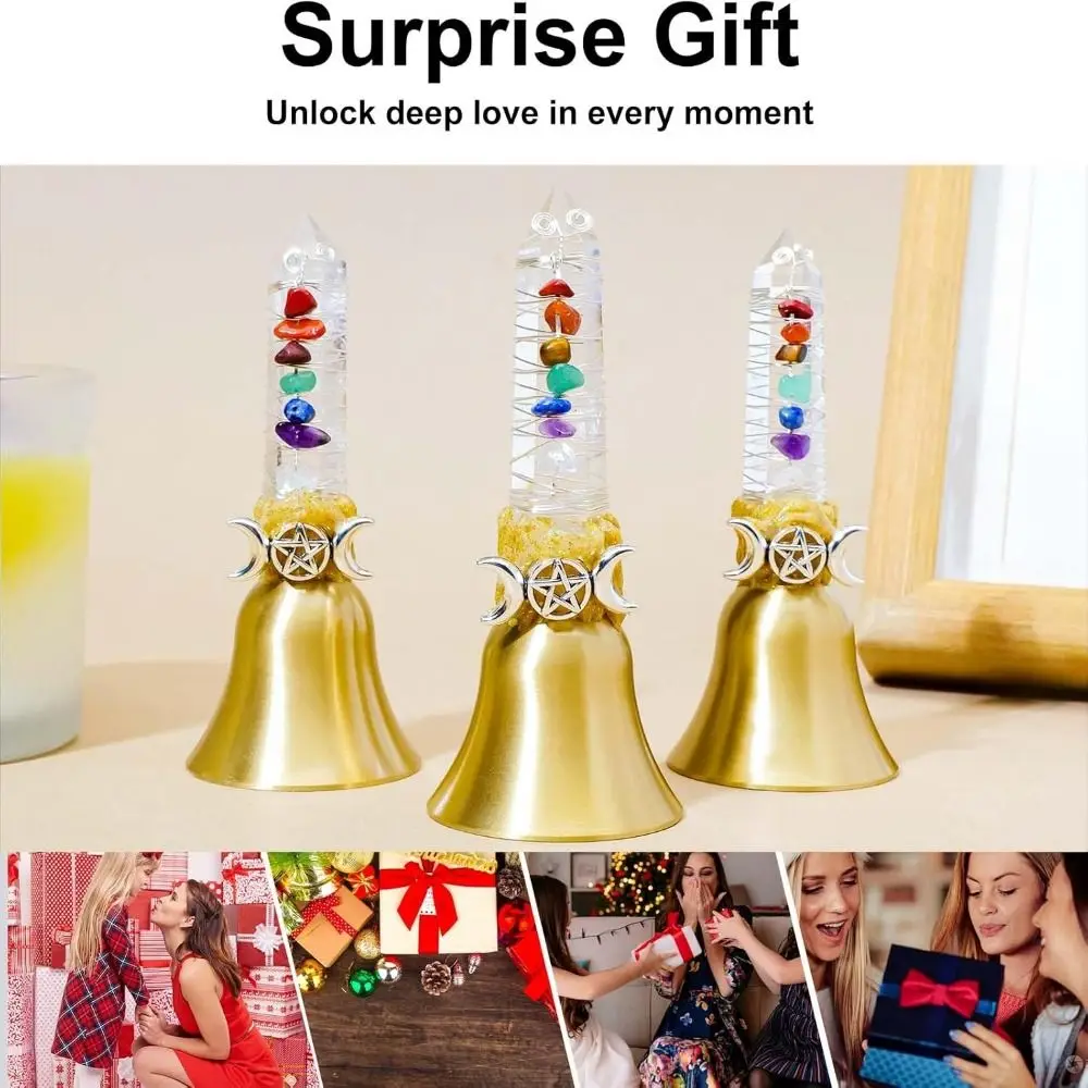 New Hexagonal Shape Handcrafted Crystal Bell White Crystal Home Decoration Crafts Handbells Amethyst Natural Tower Bell
