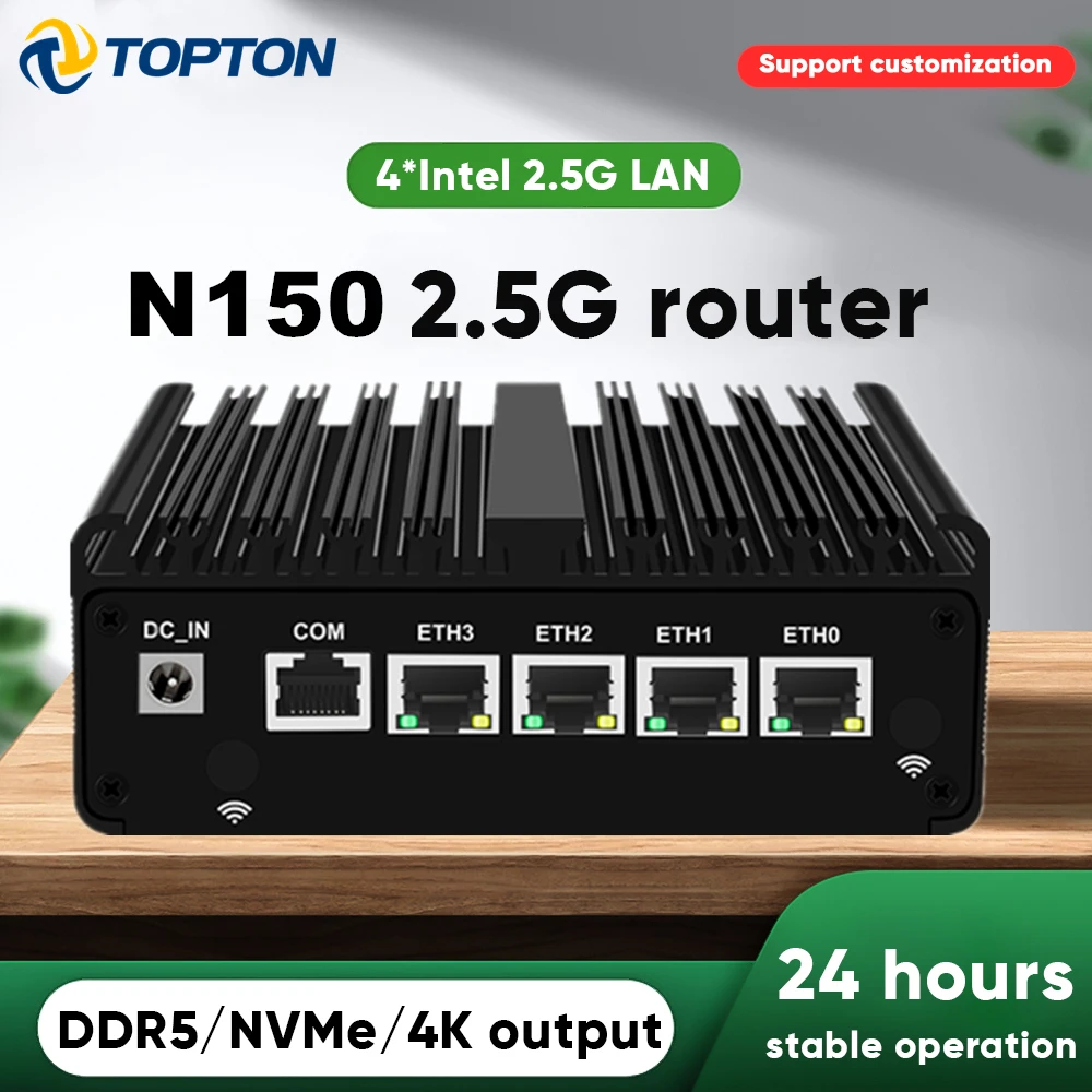 Intel N150 Firewall, verbesserte Version, Intel Celeron N5105 J6412 7305 lüfterloser Mini-PC, 4x2.5G Solid Mini-Computer, pfSense OPNsense