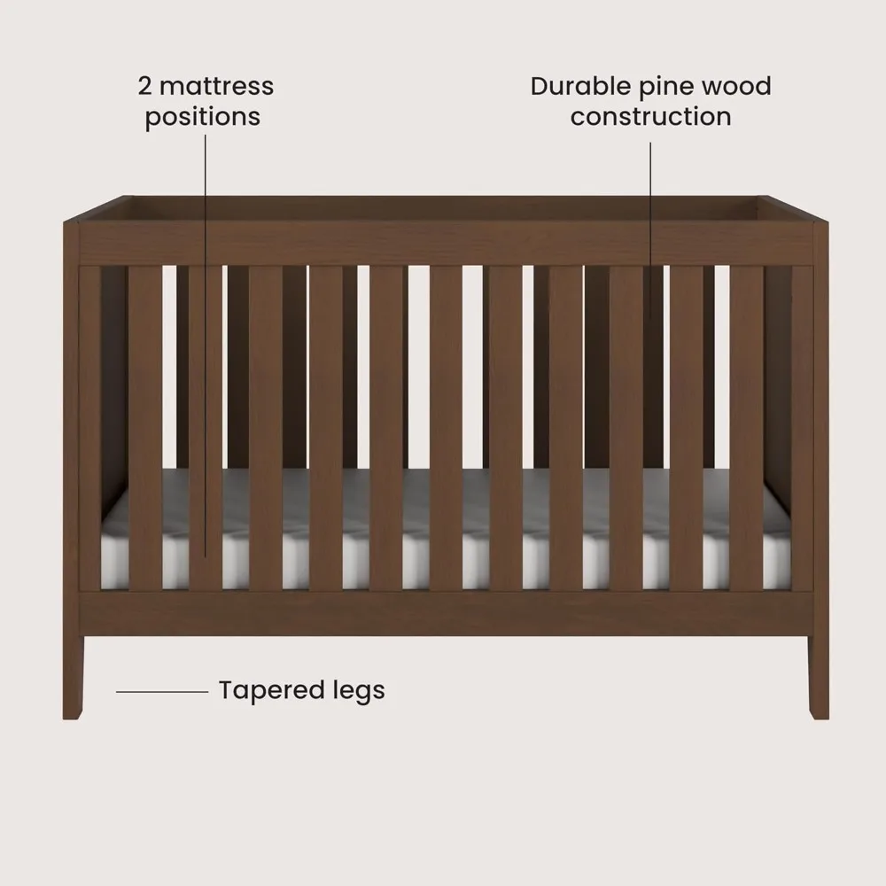 Kieran Cuna convertible 3 en 1, cuna convierte en la cama diurna, cama para niños pequeños, 3 posiciones de colchón ajustables, no tóxica