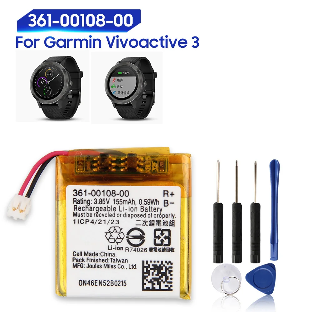 Replacement Battery For Garmin Vivoactive3 Vivoactive 3 GPS GLONASS 361-00108-00 Rechargable Li-ion Batteries 200mAh