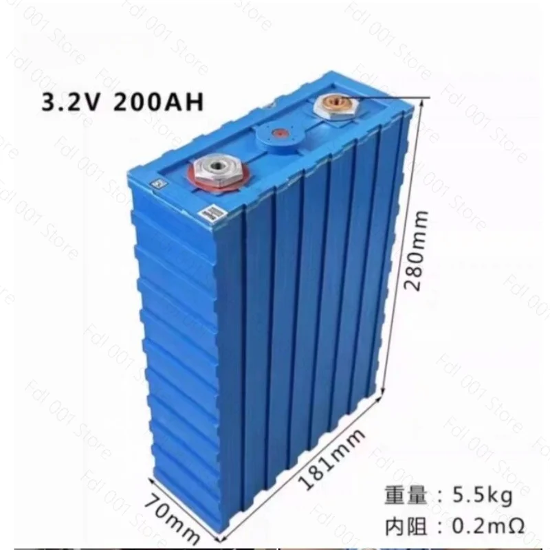 3.2V 200Ah LiFePO4 Prismatic Cell, Lithium Iron Phosphate Battery for Solar Golf Cart Energy Storage System