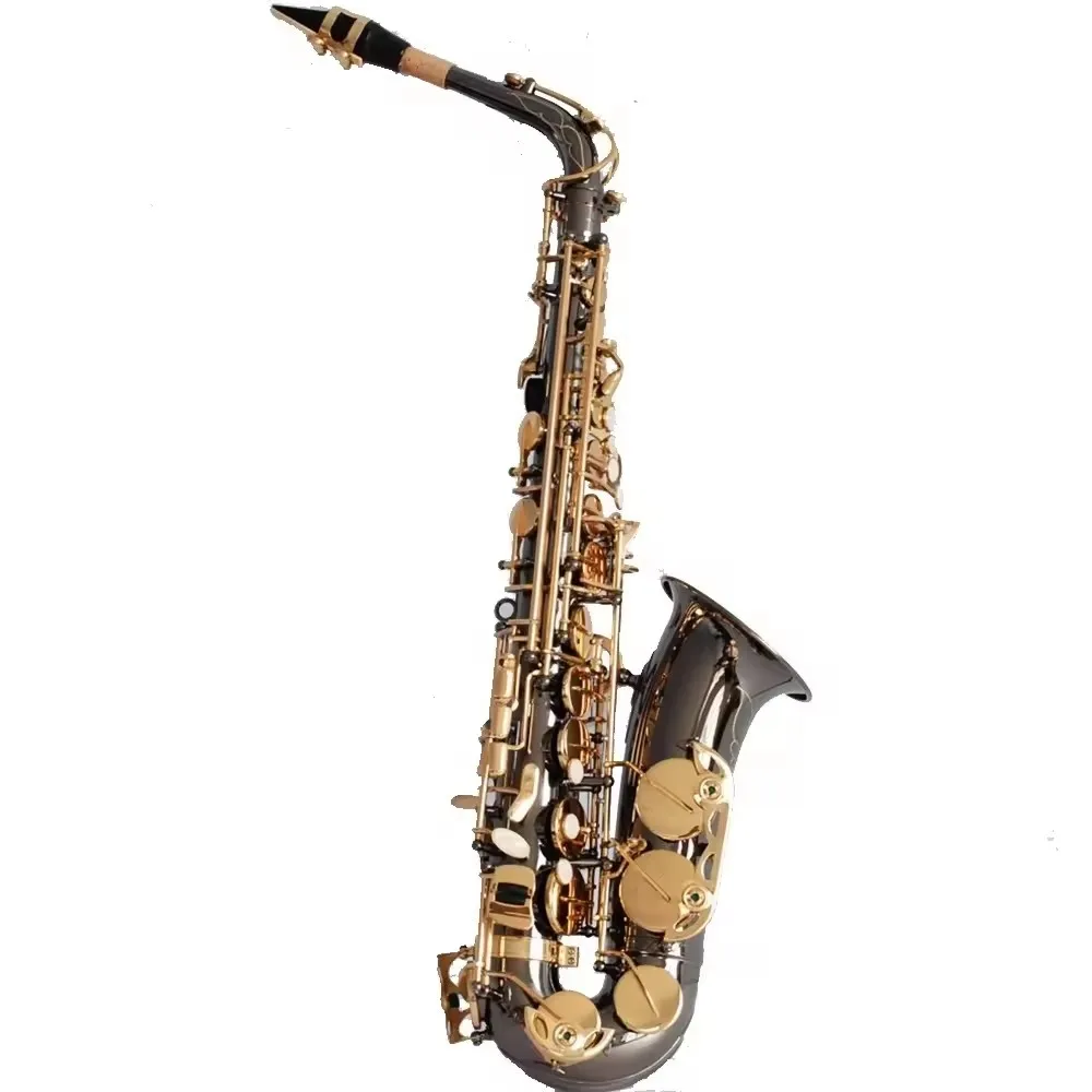 Black Nickel Plated Gold Lacquer Alto Saxophone Instrument
