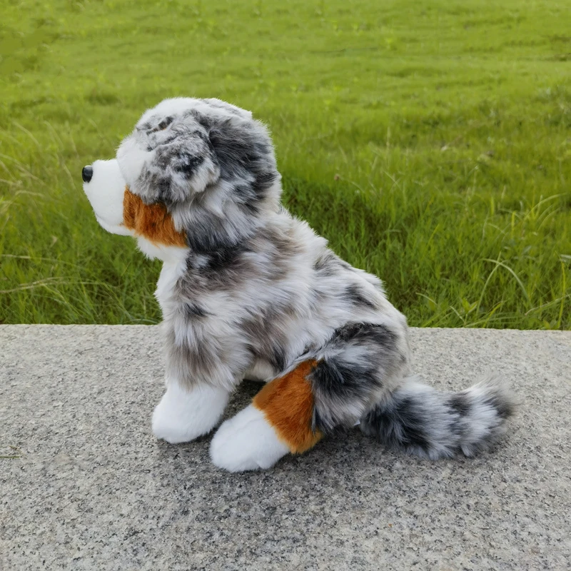 Australian Shepherd Dog High Fidelity Cute Plushie Dogs Plush Toys Lifelike Animals Simulation Stuffed Doll Toy Gifts For Kids