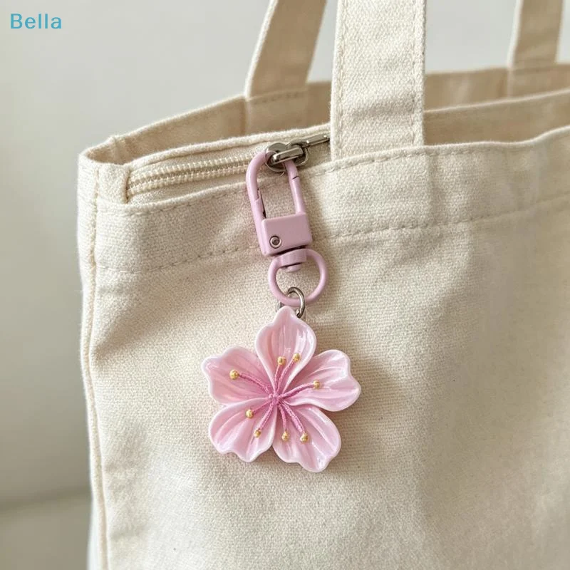 〔M〕Simulated Key Chain Cherry Blossom Pendant Keyring Romantic Translucent Flower Cherry Blossom Keychain Pendant
