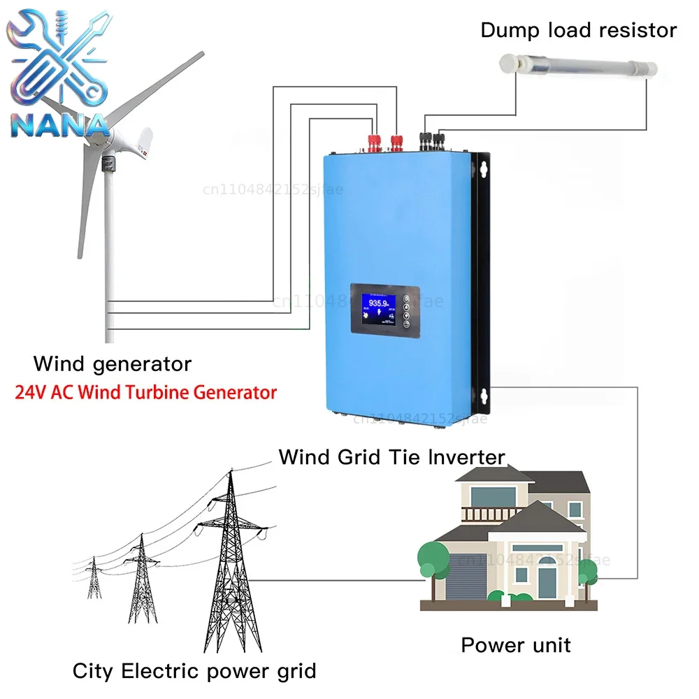 1KW 2KW Pure Sine Wave On Grid Inverter With WIFI Limiter 1000W 2000W Wind Grid Tie Inverter for 24V 48V Wind Turbine Generator