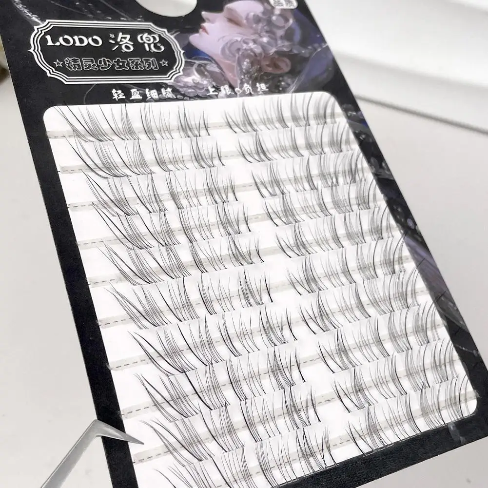 Cílios postiços macios transparentes inclinados sem cola, clusters à prova d'água, estilo mangá, penas, flora, olho de gato, maquiagem
