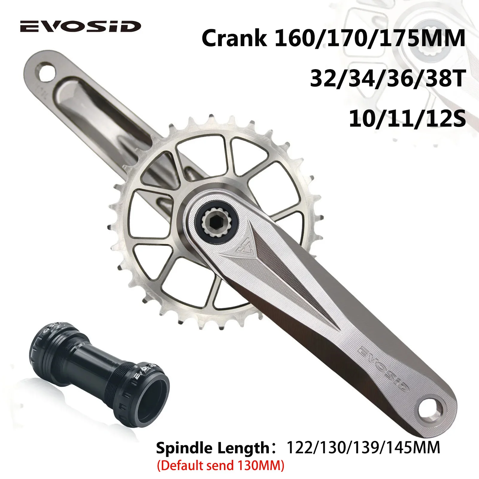 EVOSID 160/165/170MM MTB Crankset Hollow Integrated 12s Crank Narrow Wide Bike MTB 32/34/36/38T Crown Bottom Bicycle Components