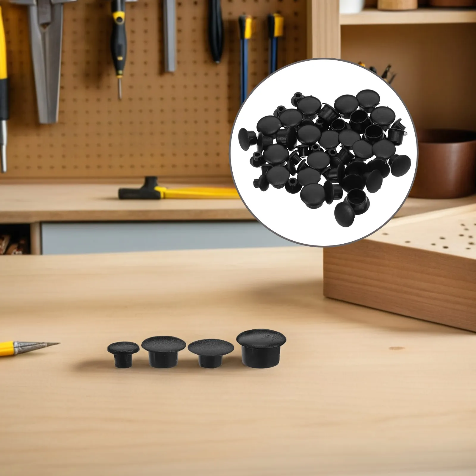 200pcs Plastic Hole Plugs Button Drilling Cover Furniture Plastic Inserts Caps For Cabinet & Shelves Screw Hole Insert End Cap - view 4