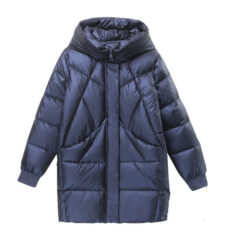 2025 Hooded Cotton Coat Women\'s Mid-Length Winter Jackets Elegant Parkas Padded Jacket Thick Down Padded Jacket Vintage Outwear