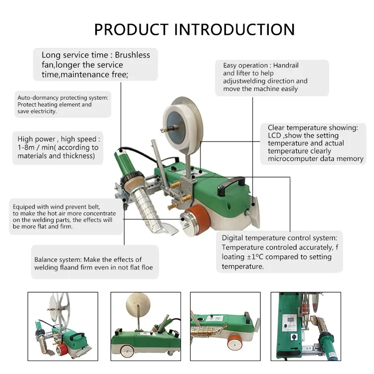 1600w Welding Membrane Pe Pvc Wedge Seam Soldering Melting Machine Hot Air Welders For Sale