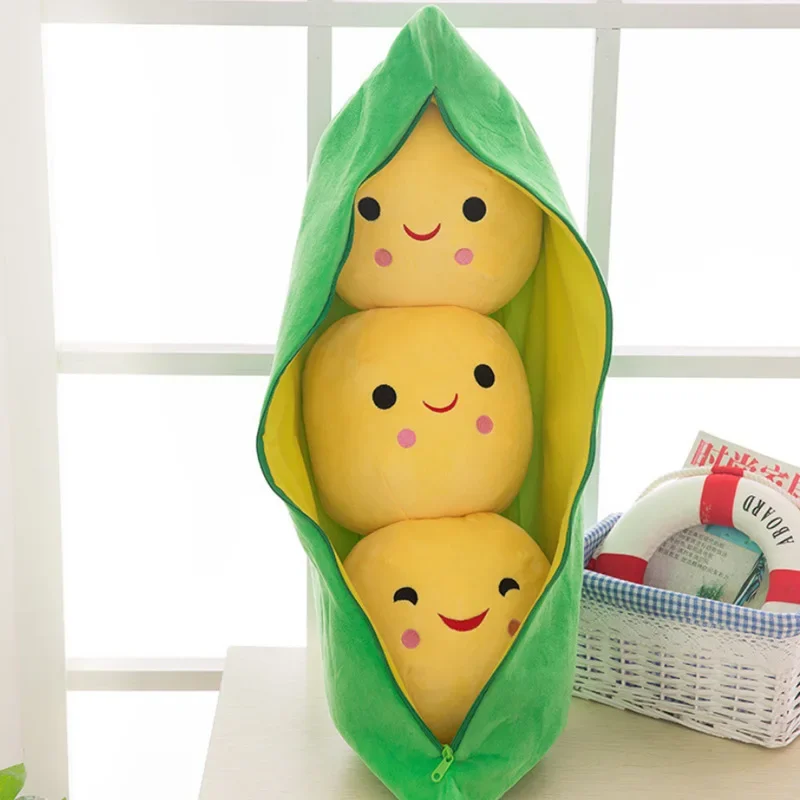 25CM Cute Kids Baby Plush Toy Pea Stuffed Plant Doll Kawaii for Children Boys Girls Gift High Quality Pea-shaped Pillow Toy