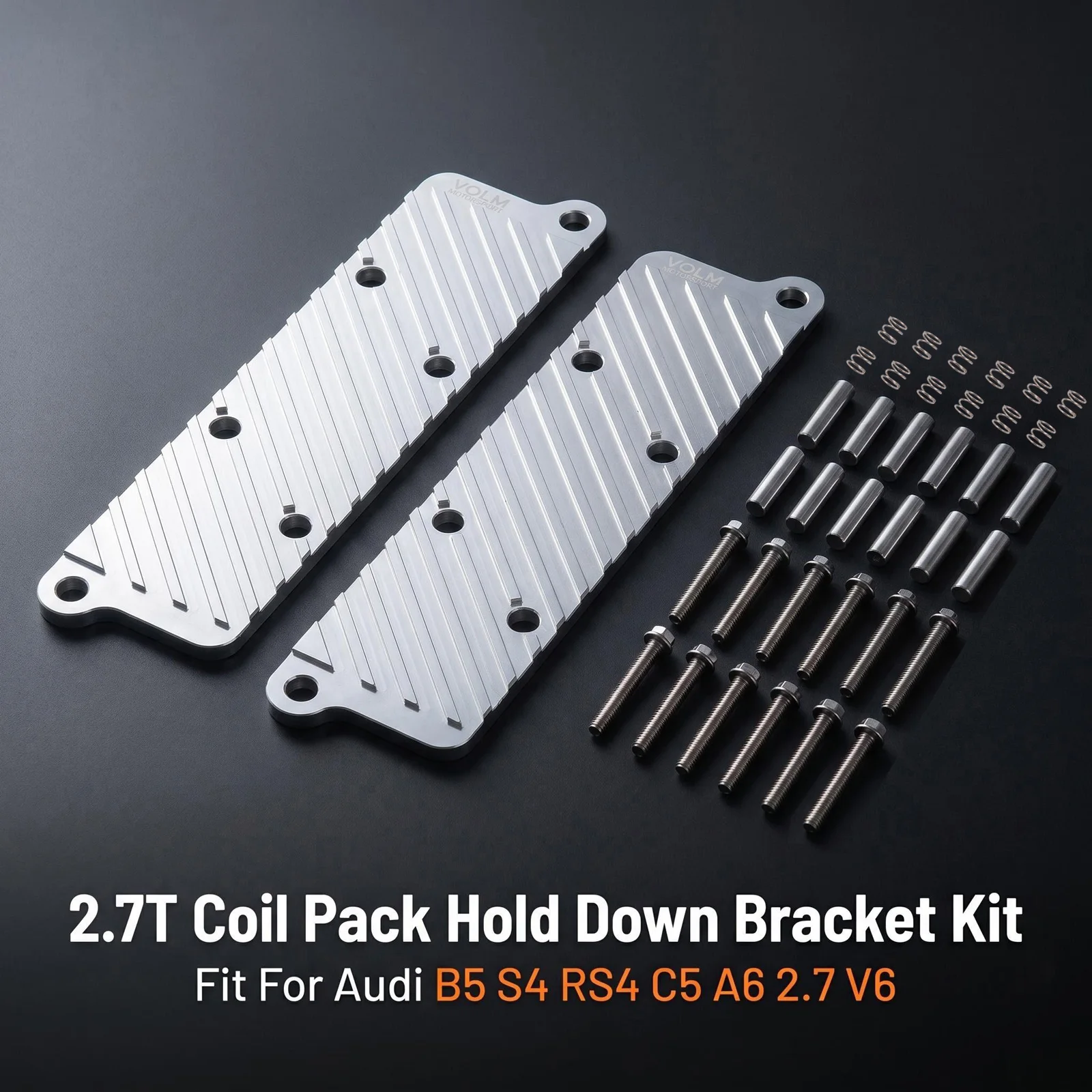 Aluminum Conversion Coil Pack Hold Down Bracket Kit For Audi B5 S4 RS4 C5 A6 2.7 V6 2.7T VOLM logo