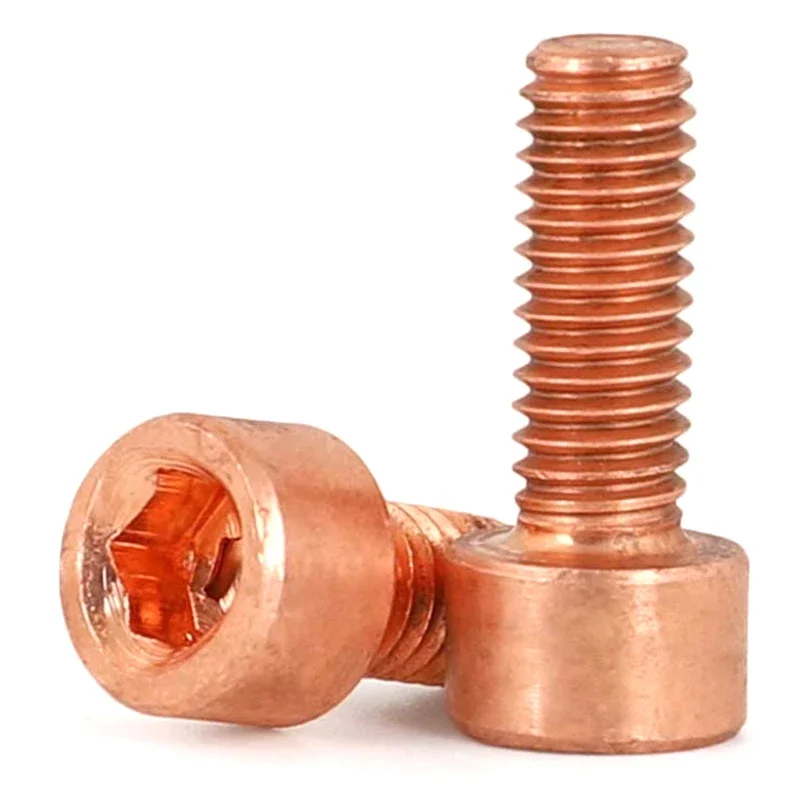 T2 Red Copper Hexagon Screw   Cup Head Cylinder  Bolt Din912 Conductive Power Transmission M3m4m5m6m8