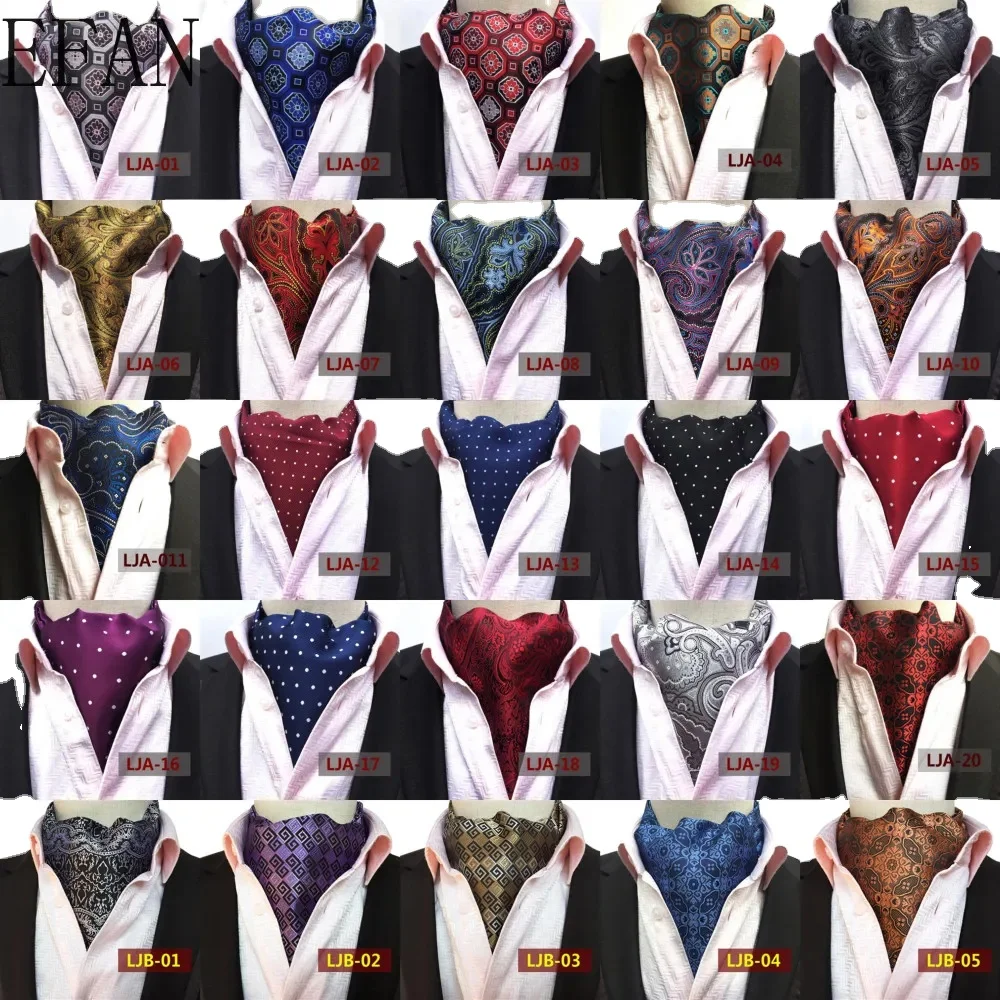 200 Colors Style New Design High-end Men's Fashion Polka Dot Men Long Silk Cravat Ascot Ties Gentlemen Dots Ascot