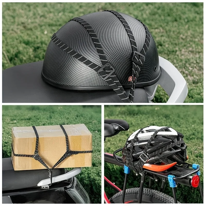 Reflective Motorcycle Elastic Straps, Electric Bike Rear Seat Helmet Fixing Elastic Straps, Luggage Elastic Rubber Band Binding Tools, Motorcycle Hanging Straps