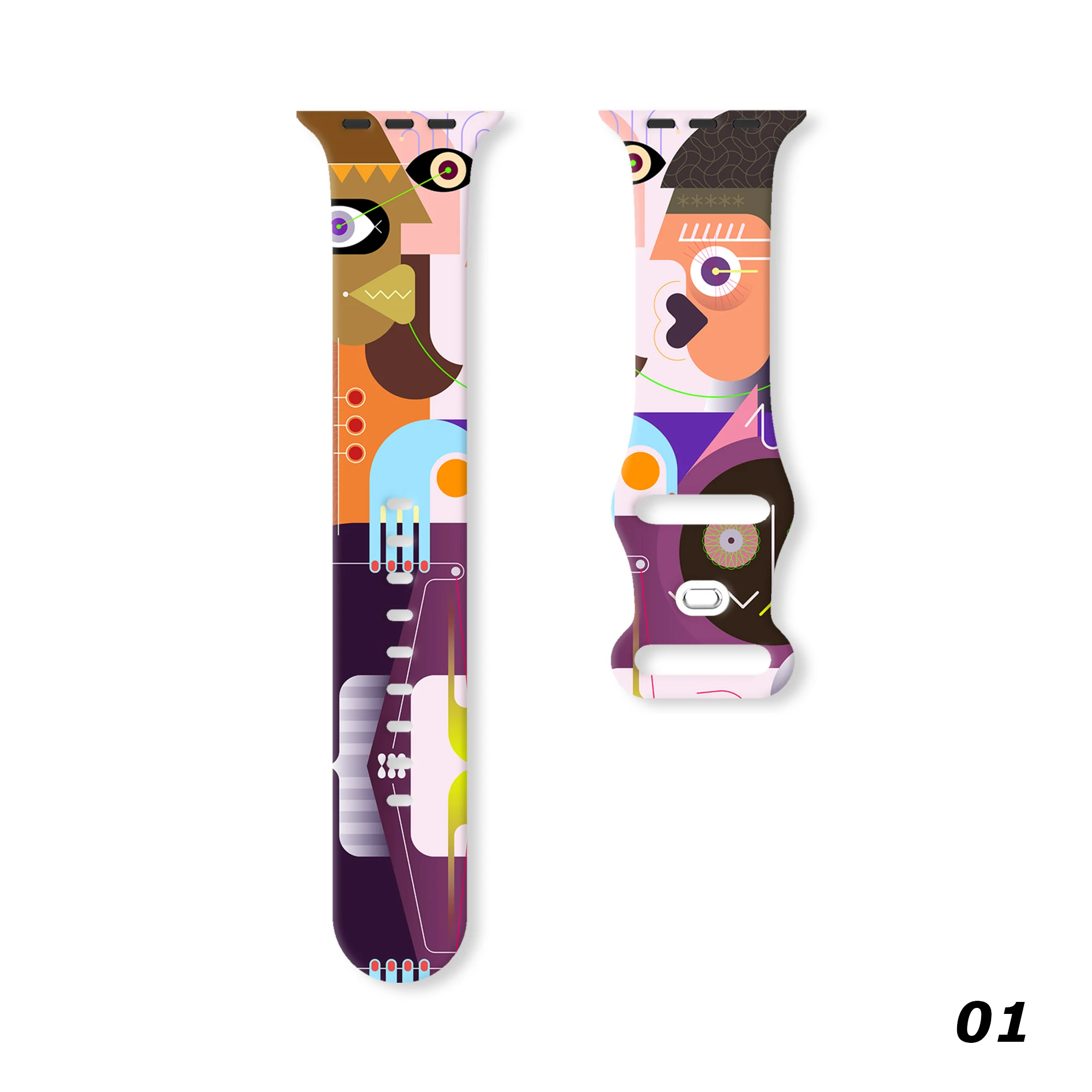 

Abstract Colored Art Printed Strap for Apple Watch 11 10 9 Silicone Band Replaceable Bracelet for iWatch 46/44/42/41mm Watchband
