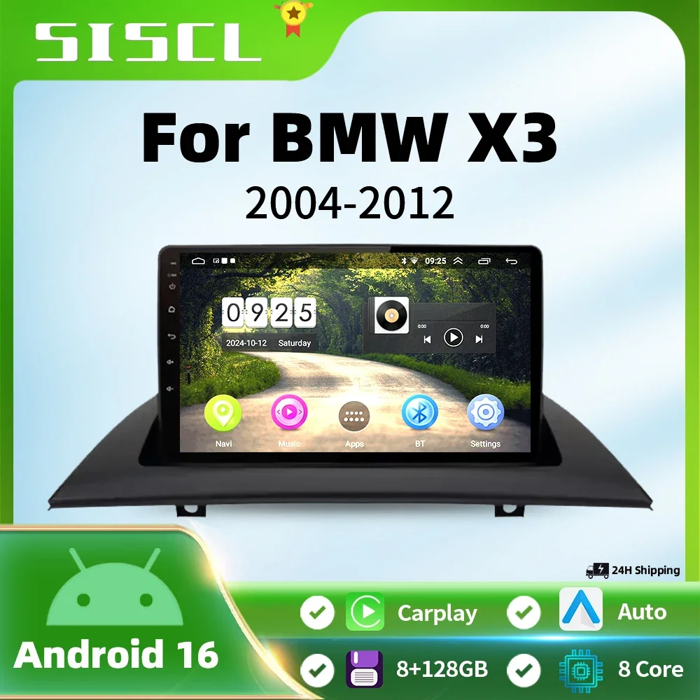 

For BMW X3 E83 2004 2005 2006 2007 2008 - 2012 Car Radio Android 15 Navigation GPS Multimedia Player Stereo wifi+4G Carplay BT